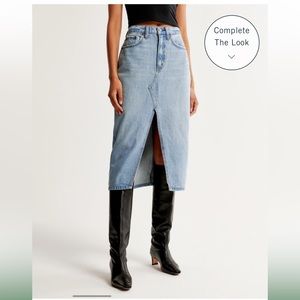 Abercrombie light wash denim midi skirt